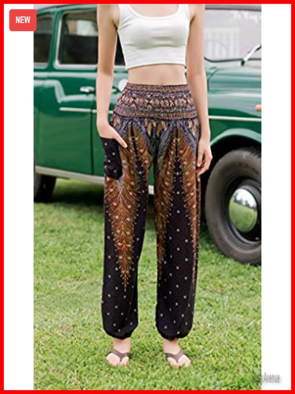 Smocked Waist Harem Hippie Boho Yoga Palazzo Casual Pants